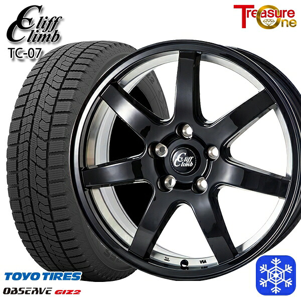 225/50R17 アテンザスポーツ エスティマ 2022～2023年製 トーヨー オブザーブ ギズ2 トレジャーワン クリフクライム TC07 BK 17インチ 7.0J 5H114.3 スタッドレスタイヤホイール4本セット｜エムオートギャラリー