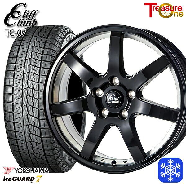【新品 スタッドレス1台分4本セット】 215/60R17 96Q アルファード ヴェルファイア 2024～2025年製 ヨコハマアイスガード7 IG70 トレジャーワン クリフクライム TC07 BK 17インチ 7.0J 5H114.3