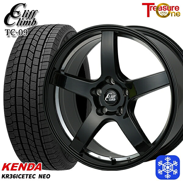 235/55R18 RAV4 NX 2023年製 ケンダ アイステックネオ KR36 トレジャーワン クリフクライム TC09 BK 18インチ 8.0J 5H114.3 スタッドレスタイヤホイール4本セット|エムオートギャラリー