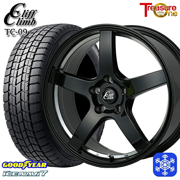 215/60R17 96Q アルファード ヴェルファイア 2025年製 グッドイヤー アイスナビ7 NAVI7 トレジャーワン クリフクライム TC09 BK 17インチ 7.0J 5H114.3 スタッドレスタイヤホイール4本セット｜エムオートギャラリー