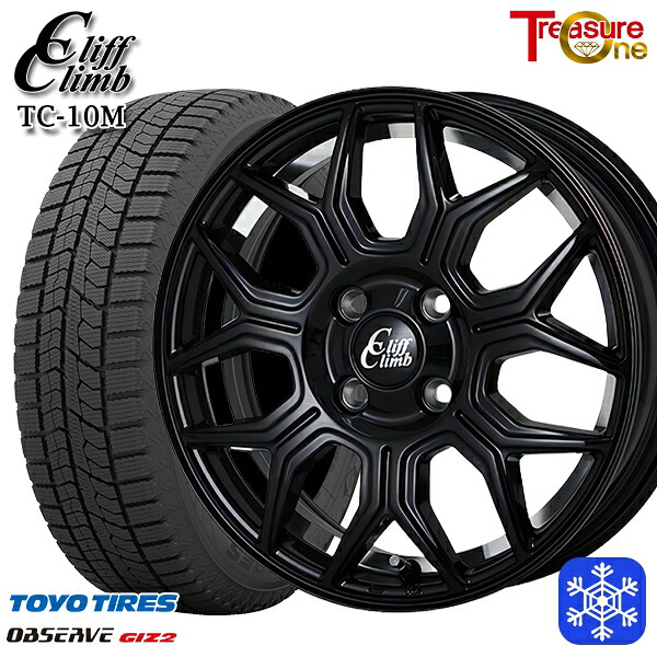 185/60R15 ヤリス ヴィッツ 2023~2024年製 トーヨー オブザーブ ギズ2 トレジャーワン クリフクライム TC10M BK 15インチ 5.5J 4H100 スタッドレスタイヤホイール4本セット|エムオートギャラリー