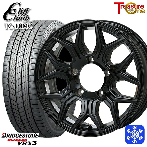 215/70R16 100Q ジムニー 2024~2025年製 ブリヂストン ブリザック VRX3 トレジャーワン クリフクライム TC10M BK 16インチ 5.5J 5H139.7 スタッドレスタイヤホイール4本セット|エムオートギャラリー