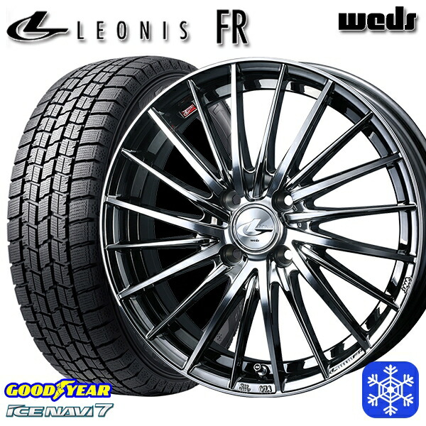 【新品 スタッドレス1台分4本セット】 185/60R15 ヤリス ヴィッツ 2024～2025年製 グッドイヤー アイスナビ7 NAVI7 Weds ウェッズ レオニス FR BMCMC 15インチ 5.5J 4H100