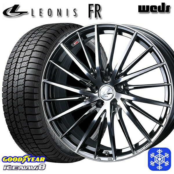 【新品 スタッドレス1台分4本セット】 195/60R17 60系プリウス 2024~2025年製 グッドイヤー アイスナビ8 NAVI8 Weds ウェッズ レオニス FR BMCMC 17インチ 7.0J 5H114.3