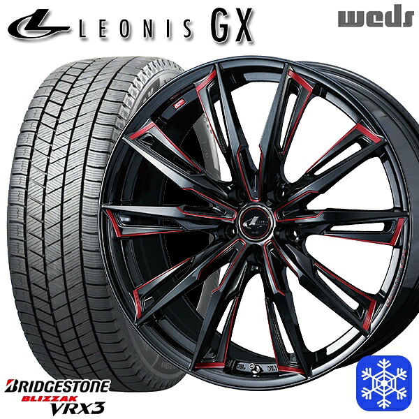 【新品 スタッドレス1台分4本セット】 225/40R18 キックス マツダ3 2024～2025年製 ブリヂストン ブリザック VRX3 Weds ウェッズ レオニス GX BK/SC 18インチ 7.0J 5H114.3