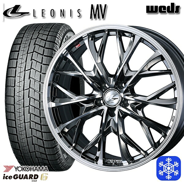 【新品 スタッドレス1台分4本セット】 215/55R17 カムリ ヴェゼル 2023～2024年製 ヨコハマ アイスガード IG60 Weds ウェッズ レオニス MV BMCMC 17インチ 7.0J 5H114.3