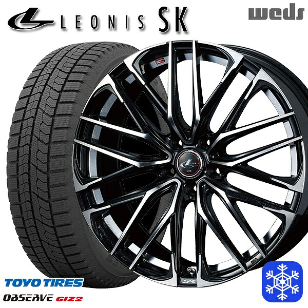 【新品 スタッドレス1台分4本セット】 205/60R16 エスティマ マツダ3 2023～2024年製 トーヨー オブザーブ ギズ2 Weds ウェッズ レオニス SK PBMC 16インチ 6.5J 5H114.3
