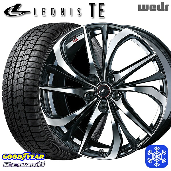 【新品 スタッドレス1台分4本セット】 195/60R17 60系プリウス 2023年製 グッドイヤー アイスナビ8 NAVI8 Weds ウェッズ レオニス TE PBMC 17インチ 7.0J 5H114.3