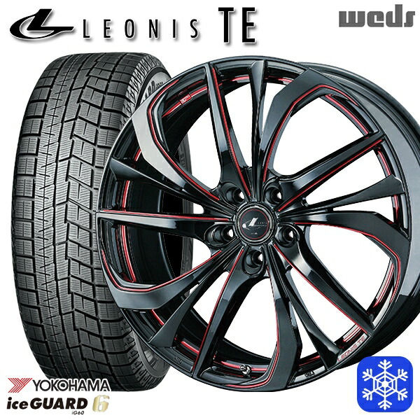 【新品 スタッドレス1台分4本セット】 215/55R17 カムリ ヴェゼル 2023～2024年製 ヨコハマ アイスガード IG60 Weds ウェッズ レオニス TE BK/SC 17インチ 7.0J 5H114.3