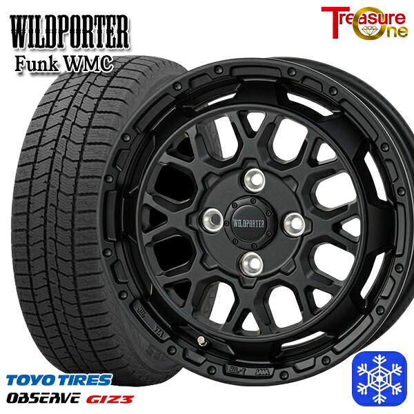 155/65R14 N-BOX タント 2024~2025年製 トーヨー オブザーブ ギズ3 トレジャーワン ワイルドポーター ファンク WMC MBK 14インチ 4.5J 4H100 スタッドレスタイヤホイール4本セット|エムオートギャラリー