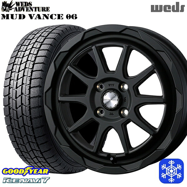165/55R14 モコ ルークス 2024～2025年製 グッドイヤー アイスナビ7 NAVI7 Weds マッドヴァンス06 フルマットブラック 14インチ 4.5J 4H100 スタッドレスタイヤホイール4本セット｜エムオートギャラリー 58,685円