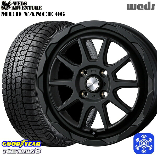 165/65R14 ハスラー ソリオ 2024~2025年製 グッドイヤー アイスナビ8 NAVI8 Weds マッドヴァンス06 フルマットブラック 14インチ 4.5J 4H100 スタッドレスタイヤホイール4本セット|エムオートギャラリー