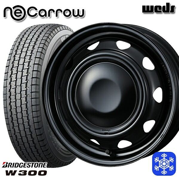 145/80R12 エブリィ ハイゼット 2024～2025年製 ブリヂストン W300 Weds ウェッズ ネオキャロ セミマットブラック/ブラックキャップ 12インチ 3.5J 4H100 +34 [スチールホイール] スタッドレスタイヤホイール4本セット｜エムオートギャラリー