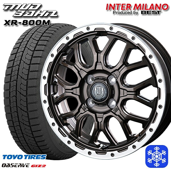 165/65R14 ハスラー ソリオ 数量限定 2022~2023年製 トーヨー オブザーブ ギズ2 インターミラノ マッドバーン XR-800M GBR/RP 14インチ 4.5J 4H100 スタッドレスタイヤホイール4本セット|エムオートギャラリー
