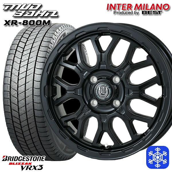 155/65R14 N-BOX タント 2025年製 ブリヂストン ブリザック VRX3 インターミラノ マッドバーン XR-800M MBK 14インチ 4.5J 4H100 スタッドレスタイヤホイール4本セット｜エムオートギャラリー