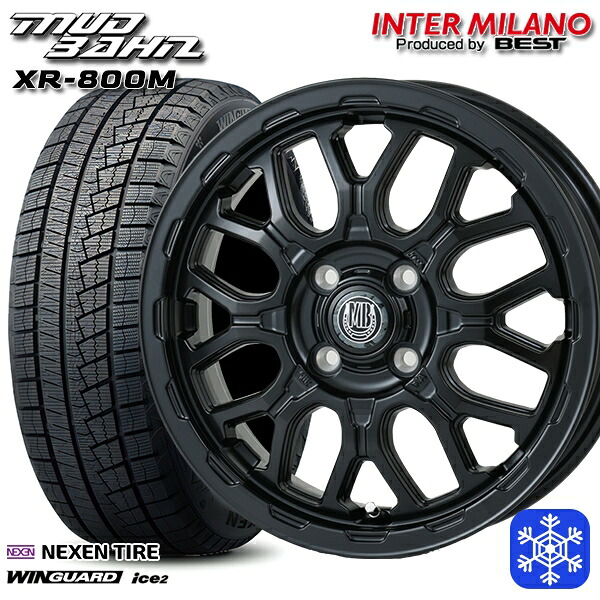 165/55R14 モコ ルークス 2025年製 ネクセン ウィンガードアイス2 インターミラノ マッドバーン XR-800M MBK 14インチ 4.5J 4H100 スタッドレスタイヤホイール4本セット｜エムオートギャラリー