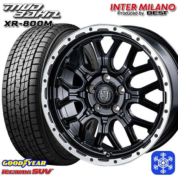225/65R17 ハリアー RAV4 2023～2024年製 グッドイヤー アイスナビSUV インターミラノ マッドバーン XR-800M MBK/RP 17インチ 7.0J 5H114.3 スタッドレスタイヤホイール4本セット｜エムオートギャラリー 73,150円