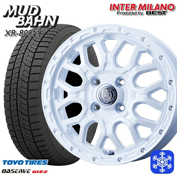 【新品 スタッドレス1台分4本セット】 165/55R14 モコ ルークス 2022～2023年製 トーヨー オブザーブ ギズ2 インターミラノ マッドバーン XR-800M PWH/PP 14インチ 4.5J 4H100+45
