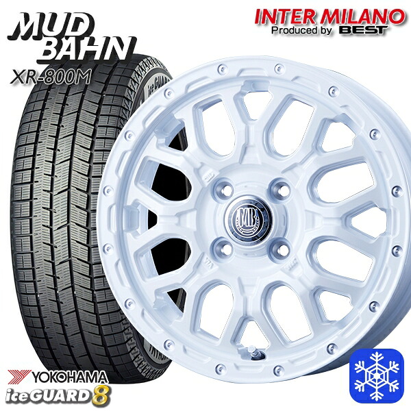 【新品 スタッドレス1台分4本セット】 155/65R14 N-BOX タント 2025年製 ヨコハマ アイスガード8 IG80 インターミラノ マッドバーン XR-800M PWH/PP 14インチ 4.5J 4H100+45