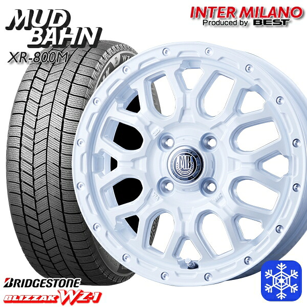 【新品 スタッドレス1台分4本セット】 165/65R14 ハスラー ソリオ 2025年製 ブリヂストン ブリザック WZ1 インターミラノ マッドバーン XR-800M PWH/PP 14インチ 4.5J 4H100+45
