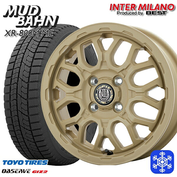 165/65R14 ハスラー ソリオ 数量限定 2022~2023年製 トーヨー オブザーブ ギズ2 インターミラノ マッドバーン XR-800M ME チッピングベージュ(CBE) 14インチ 4.5J 4H100+45 スタッドレスタイヤホイール4本セット|エムオートギャラリー
