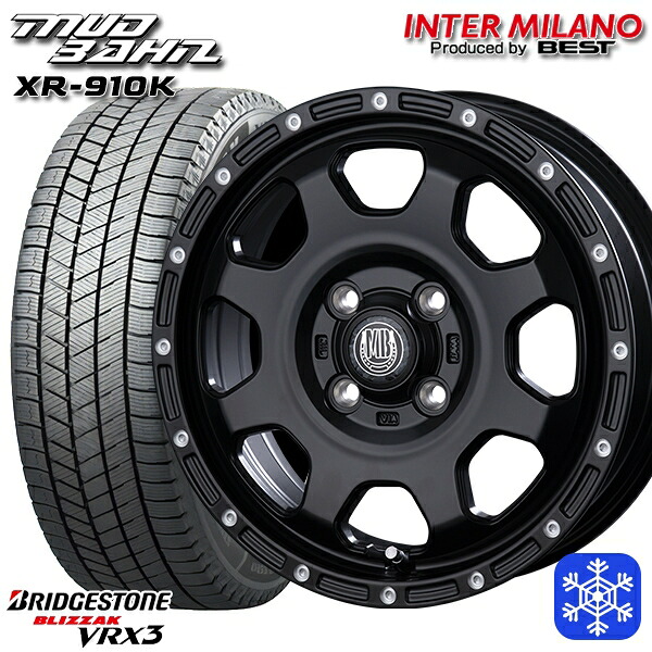 165/55R15 N-BOX タント 2024～2025年製 ブリヂストン ブリザック VRX3 インターミラノ マッドバーン XR-910K MBK/PP 15インチ 4.5J 4H100 スタッドレスタイヤホイール4本セット｜エムオートギャラリー