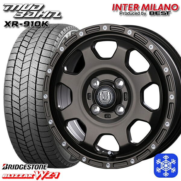 155/65R14 N-BOX タント 2025～2026年製 ブリヂストン ブリザック WZ1 インターミラノ マッドバーン XR-910K MBR/PP 14インチ 4.5J 4H100 スタッドレスタイヤホイール4本セット｜エムオートギャラリー
