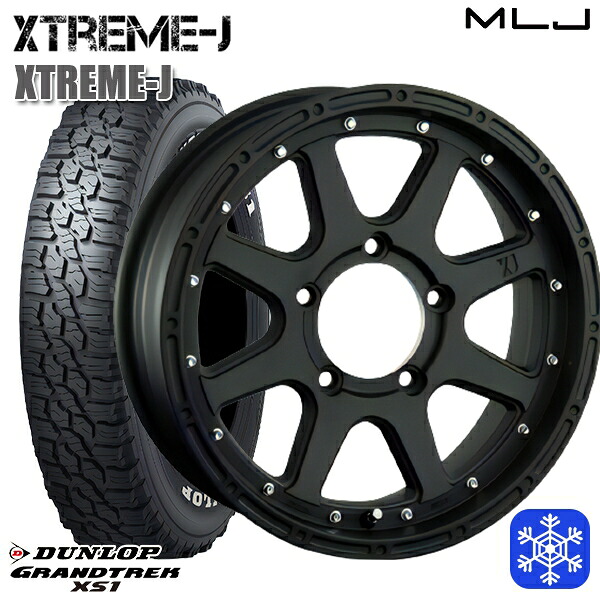 215/70R16 100/97N ジムニー 2024~2025年製 ダンロップ グラントレック XS1 ホワイトレター MLJ エクストリームJ フラットブラック 16インチ 5.5J 5H139.7 スタッドレスタイヤホイール4本セット|エムオートギャラリー