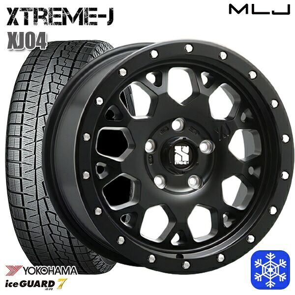 195/60R16 セレナ ステップワゴン 2022年製 ヨコハマ アイスガード7 IG70 MLJ エクストリームJ XJ04 サテンブラック 16インチ 7.0J 5H114.3 スタッドレスタイヤホイール4本セット｜エムオートギャラリー