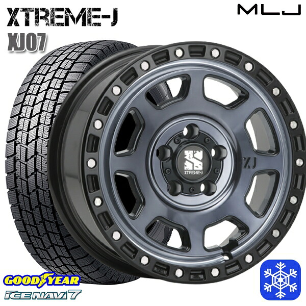 215/60R17 96Q アルファード ヴェルファイア 2025年製 グッドイヤー アイスナビ7 NAVI7 MLJ エクストリームJ XJ07 GB/マシンインディゴ 17インチ 8.0J 5H114.3 スタッドレスタイヤホイール4本セット｜エムオートギャラリー
