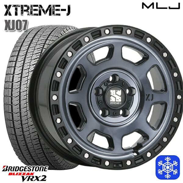 205/55R16 アクセラ リーフ 2025年製 ブリヂストン VRX2 MLJ エクストリームJ XJ07 GB/マシンインディゴ 16インチ 7.0J 5H114.3 スタッドレスタイヤホイール4本セット|エムオートギャラリー