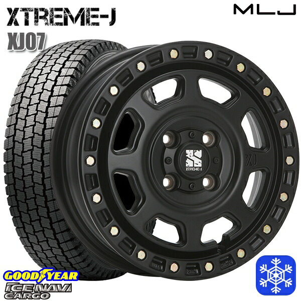 【新品 スタッドレス1台分4本セット】 145R12 6PR （145/80R12） 2024～2025年製 グッドイヤー アイスナビカーゴ MLJ エクストリームJ XJ07 サテンブラック 12インチ 4.0J 4H100
