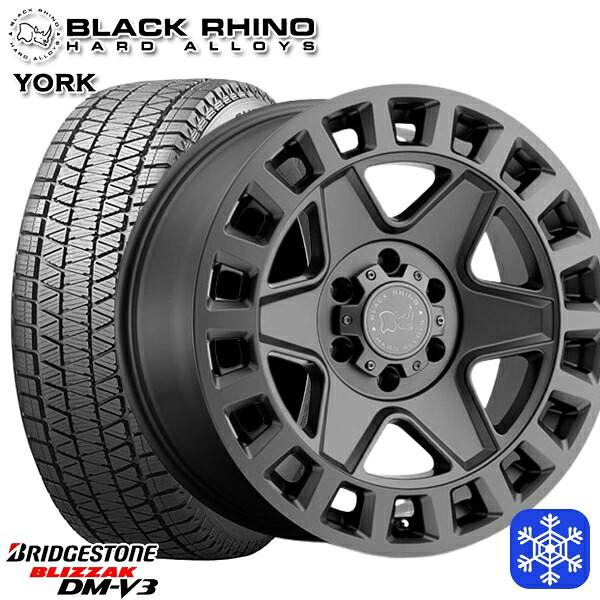 225/65R17 ハリアー RAV4 2024～2025年製 ブリヂストン ブリザック DMV3 ブラックライノ YORK ヨーク マットガンメタル 17インチ 8.0J 5H114.3 スタッドレスタイヤホイール4本セット｜エムオートギャラリー