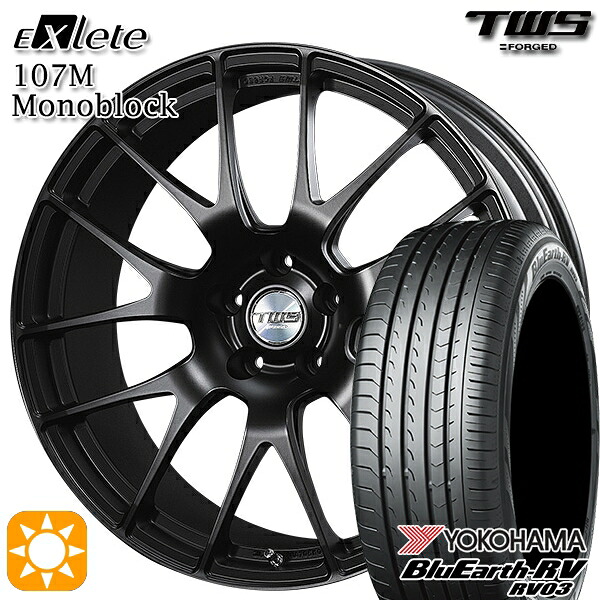 【取付対象】ベンツ Aクラス/CLA 225/45R18 95W XL ヨコハマ ブルーアース RV03 TWS EXlete 107M モノブロック フラットブラック 18インチ 8.0J 5H112 サマータイヤホイールセット |エムオートギャラリー