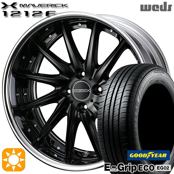 【取付対象】アクア ヤリス 195/50R16 84V グッドイヤー エフィシェントグリップ EG02 Weds ウェッズ マーベリック 1212F マットブラック 16インチ 6.0J 4H100 サマータイヤホイールセット