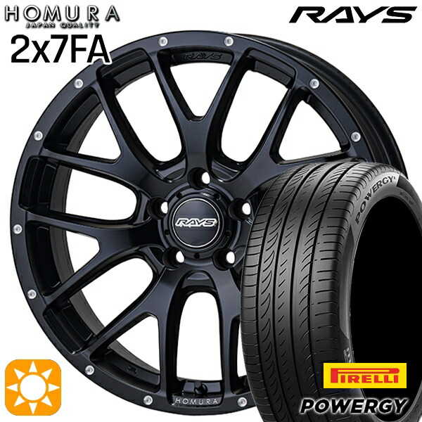 【取付対象】マークX スカイライン 225/45R18 95W XL ピレリ パワジー RAYS 2X7 FA BOL 18インチ 7.5J 5H114.3 サマータイヤホイールセット