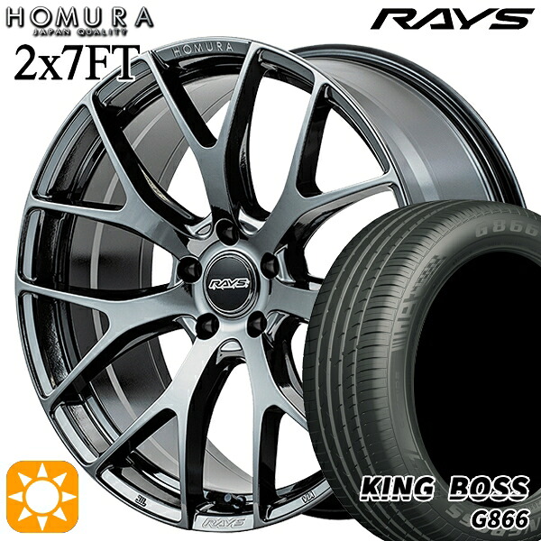 【取付対象】225/45R19 92W キングボス G866 RAYS ホムラ 2X7 FT YNJ 19インチ 8.0J 5H114.3 サマータイヤホイールセット