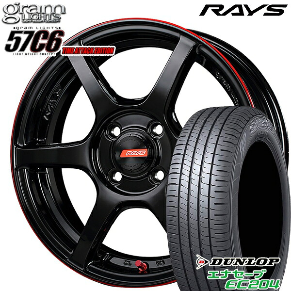 【取付対象】165/55R15 75H ダンロップ エナセーブ EC204 RAYS レイズ グラムライツ 57C6 TIME ATTACK EDITION BLJ 15インチ 5.0J 4H100 サマータイヤホイールセット