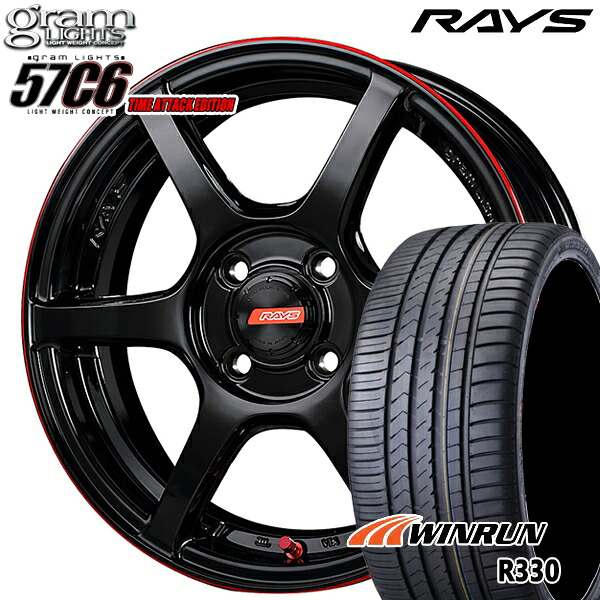 【取付対象】195/40R17 81W XL ウィンラン R330 RAYS レイズ グラムライツ 57C6 TIME ATTACK EDITION BLJ 17インチ 7.0J 4H100 サマータイヤホイールセット