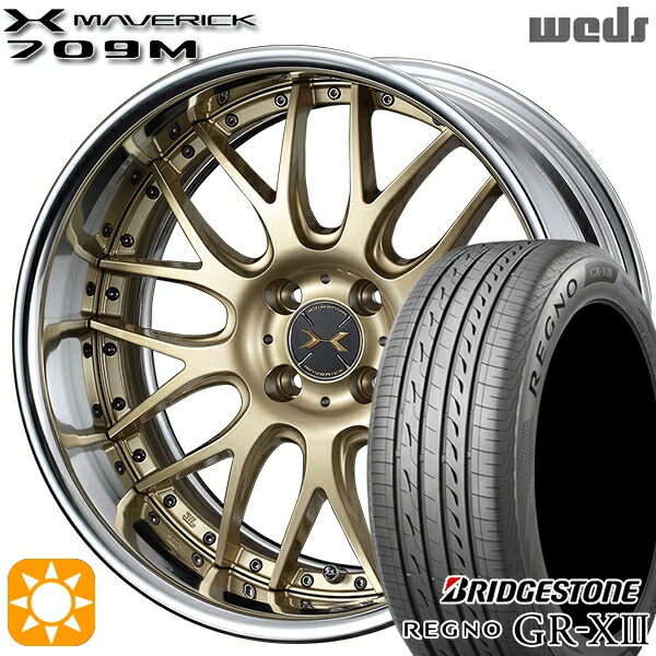 【取付対象】アクア デミオ ノート 195/55R16 91V XL ブリヂストン レグノ GR-X3 Weds ウェッズ マーベリック 709M サムライゴールド 16インチ 6.0J 4H100 サマータイヤホイールセット 132,850円