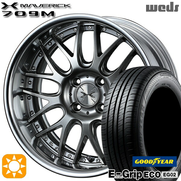 【取付対象】アクア デミオ ノート 195/55R16 87V グッドイヤー エフィシェントグリップ EG02 Weds ウェッズ マーベリック 709M プレミアムシルバー 16インチ 6.0J 4H100 サマータイヤホイールセット |エムオートギャラリー