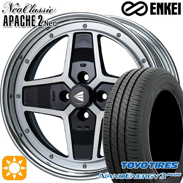 【取付対象】195/45R16 80W トーヨー ナノエナジー3プラス ENKEI ネオクラシック アパッチ2 ネオ [Hi Disk] マシニングブラック 16インチ 6.0J 4H100 サマータイヤホイールセット ｜エムオートギャラリー