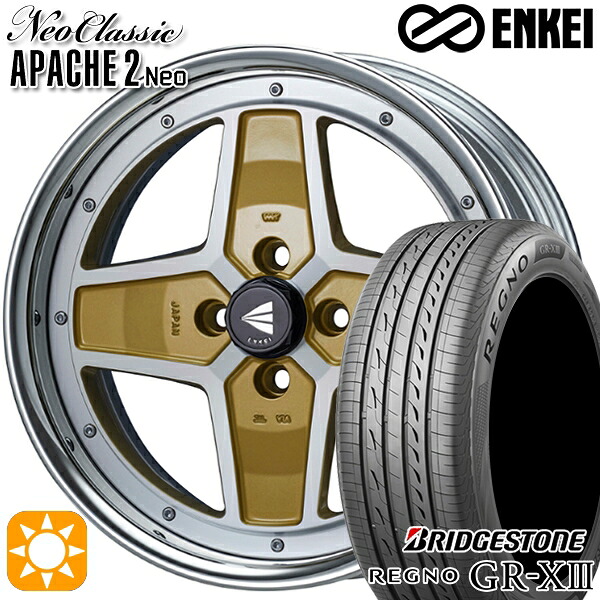 【取付対象】マツダ2 ノート 205/45R17 88W XL ブリヂストン レグノ GR-X3 ENKEI ネオクラシック アパッチ2 ネオ [Hi Disk] マシニングゴールド 17インチ 7.0J 4H100 サマータイヤホイールセット ｜エムオートギャラリー