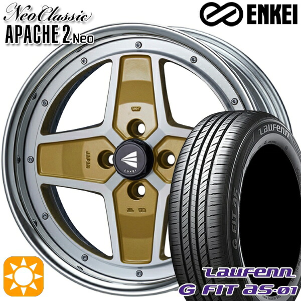 【取付対象】マツダ2 ノート 195/55R16 87V ラウフェン G FIT as-01 LH42 ENKEI ネオクラシック アパッチ2 ネオ [Hi Disk] マシニングゴールド 16インチ 6.0J 4H100 サマータイヤホイールセット ｜エムオートギャラリー