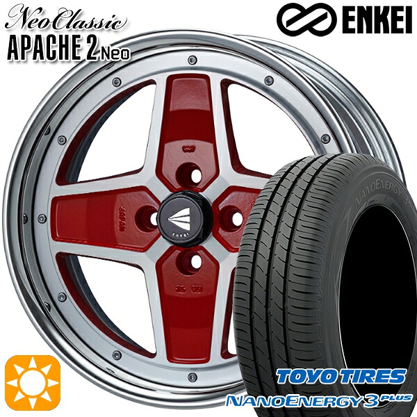 【取付対象】195/45R16 80W トーヨー ナノエナジー3プラス ENKEI ネオクラシック アパッチ2 ネオ [Hi Disk] マシニングレッド 16インチ 6.0J 4H100 サマータイヤホイールセット ｜エムオートギャラリー