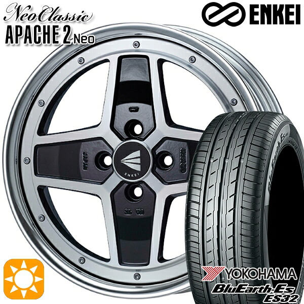 【取付対象】185/55R16 83V ヨコハマ ブルーアース ES32 ENKEI ネオクラシック アパッチ2 ネオ [Lo Disk] マシニングブラック 16インチ 6.0J 4H100 サマータイヤホイールセット