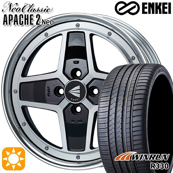 【取付対象】アクア ヤリス 195/45R17 85W XL ウィンラン R330 ENKEI ネオクラシック アパッチ2 ネオ [Lo Disk] マシニングブラック 17インチ 6.5J 4H100 サマータイヤホイールセット