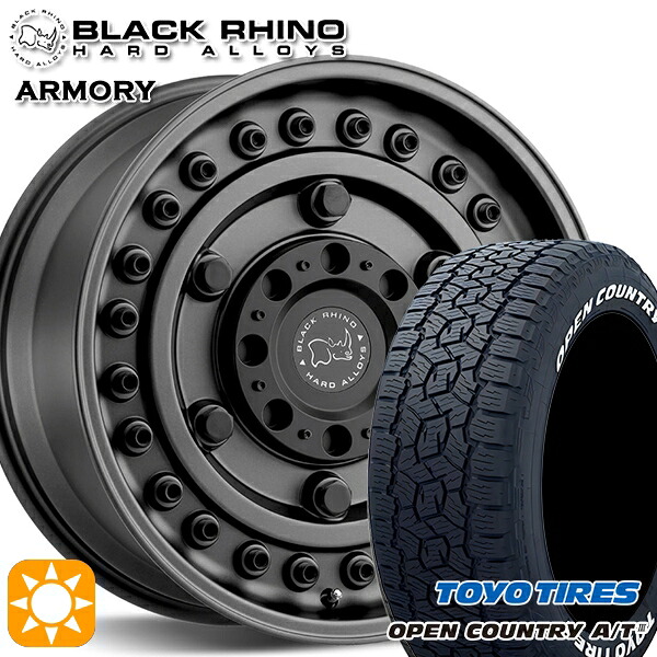 【取付対象】JEEPラングラー 265/65R17 112H トーヨー オープンカントリーA/T3 ホワイトレター ブラックライノ ARMORY アーモリー GUNBLACK 17インチ 8.0J 5H127 サマータイヤホイールセット