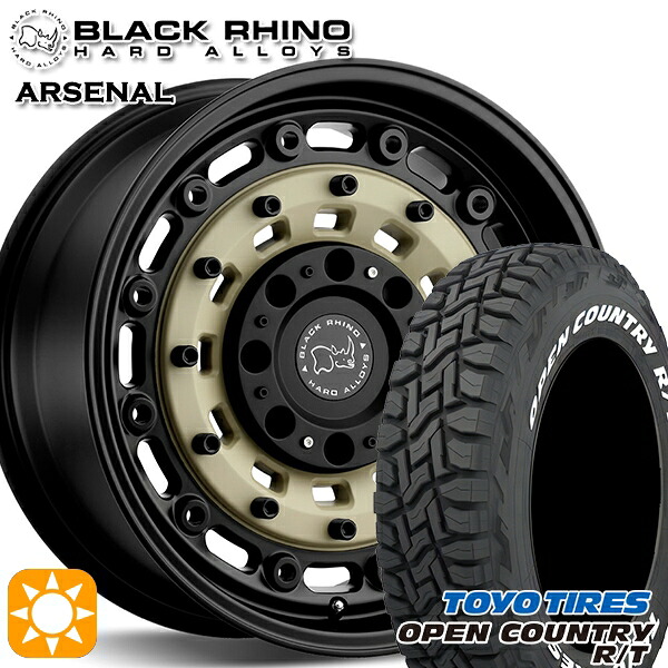 【取付対象】285/60R18 116Q トーヨー オープンカントリー R/T ホワイトレター ブラックライノ ARSENAL アーセナル SAND ON BLACK 18インチ 8.0J 5H127 サマータイヤホイールセット