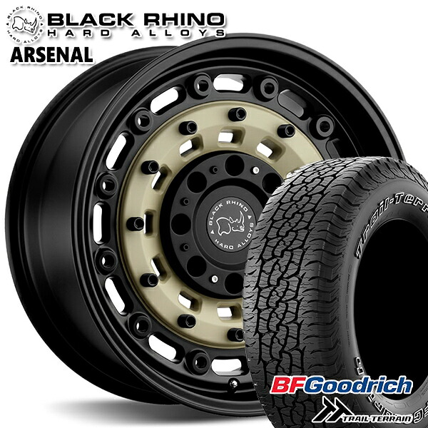 【取付対象】JEEPラングラー 265/65R17 112T ORWL BFグッドリッチ トレールテレーン ブラックライノ ARSENAL アーセナル SAND ON BLACK 17インチ 8.0J 5H127 サマータイヤホイールセット
